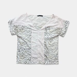 W118 By Walter Baker Blouse M Purple Animal Print Pre-Owned